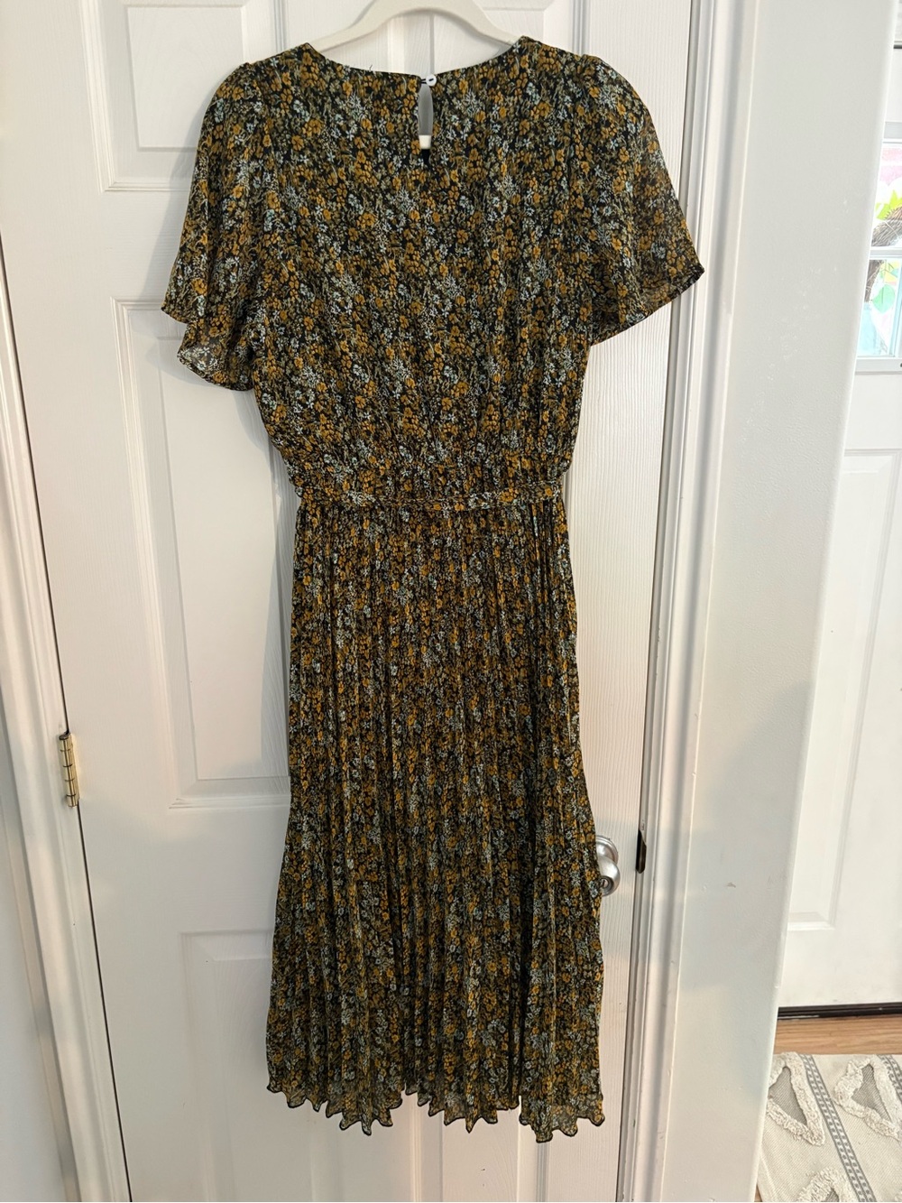 Piper & Scoot Polgram Floral Smocked Waist Midi Dress - Yellow/Black - Picture 4 of 5